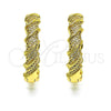 Argolla Huggie 02.195.0162.30 Oro Laminado, Diseño de Torcido, con Blanca Micro Pave, Pulido, Tono Dorado