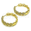 Argolla Huggie 02.195.0162.30 Oro Laminado, Diseño de Torcido, con Blanca Micro Pave, Pulido, Tono Dorado