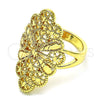 Anillo Elegante 01.233.0027.07 Oro Laminado, Diseño de Arco y File, Diamantado, Tono Dorado (Size 7)