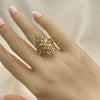 Anillo Elegante 01.233.0027.08 Oro Laminado, Diseño de Arco y File, Diamantado, Tono Dorado (Size 8)
