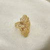 Anillo Elegante 01.233.0027.08 Oro Laminado, Diseño de Arco y File, Diamantado, Tono Dorado (Size 8)