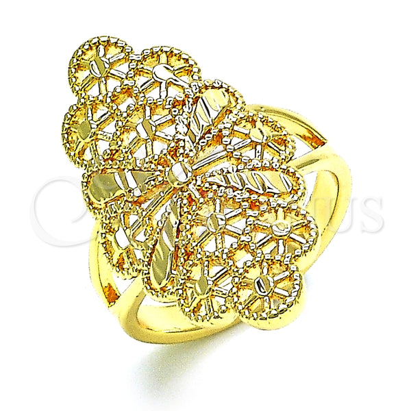 Anillo Elegante 01.233.0027.08 Oro Laminado, Diseño de Arco y File, Diamantado, Tono Dorado (Size 8)