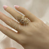 Anillo Elegante 01.233.0027.09 Oro Laminado, Diseño de Arco y File, Diamantado, Tono Dorado (Size 9)