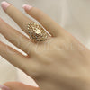 Anillo Elegante 01.233.0028.07 Oro Laminado, Diseño de Sol y File, Diamantado, Tono Dorado (Size 7)