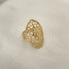 Anillo Elegante 01.233.0028.07 Oro Laminado, Diseño de Sol y File, Diamantado, Tono Dorado (Size 7)