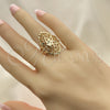 Anillo Elegante 01.233.0028.08 Oro Laminado, Diseño de Sol y File, Diamantado, Tono Dorado (Size 8)