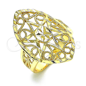 Anillo Elegante 01.233.0028.08 Oro Laminado, Diseño de Sol y File, Diamantado, Tono Dorado (Size 8)