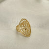 Anillo Elegante 01.233.0028.09 Oro Laminado, Diseño de Sol y File, Diamantado, Tono Dorado (Size 9)