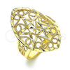 Anillo Elegante 01.233.0028.09 Oro Laminado, Diseño de Sol y File, Diamantado, Tono Dorado (Size 9)