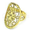 Anillo Elegante 01.233.0029.07 Oro Laminado, Diseño de Estrella y File, Diamantado, Tono Dorado (Size 7)