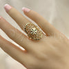 Anillo Elegante 01.233.0029.08 Oro Laminado, Diseño de Estrella y Estrella de Davi, Diamantado, Tono Dorado (Size 8)