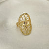 Anillo Elegante 01.233.0029.08 Oro Laminado, Diseño de Estrella y Estrella de Davi, Diamantado, Tono Dorado (Size 8)