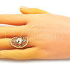 Anillo Elegante 01.233.0029.09 Oro Laminado, Diseño de Estrella y Estrella de Davi, Diamantado, Tono Dorado (Size 9)