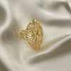 Anillo Elegante 01.233.0030.07 Oro Laminado, Diseño de Arco y File, Diamantado, Tono Dorado (Size 7)