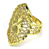 Anillo Elegante 01.233.0030.09 Oro Laminado, Diseño de Arco y File, Diamantado, Tono Dorado (Size 9)