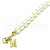 Pulsera Elegante 03.405.0006.07 Oro Laminado, Diseño de Bola, con Marfil Perla, Pulido, Tono Dorado (07 MM Thickness, 7 Inches Length)