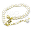 Pulsera Elegante 03.405.0006.07 Oro Laminado, Diseño de Bola, con Marfil Perla, Pulido, Tono Dorado (07 MM Thickness, 7 Inches Length)