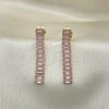 Arete Largo 02.403.0001.2 Oro Laminado, Diseño de Baguette, con Rosado Zirconia Cubica, Pulido, Tono Dorado