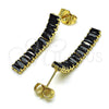 Arete Largo 02.403.0001.3 Oro Laminado, Diseño de Baguette, con Negro Zirconia Cubica, Pulido, Tono Dorado