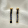 Arete Largo 02.403.0001.3 Oro Laminado, Diseño de Baguette, con Negro Zirconia Cubica, Pulido, Tono Dorado
