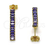 Arete Largo 02.403.0001.4 Oro Laminado, Diseño de Baguette, con Amatista Zirconia Cubica, Pulido, Tono Dorado