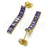 Arete Largo 02.403.0001.4 Oro Laminado, Diseño de Baguette, con Amatista Zirconia Cubica, Pulido, Tono Dorado