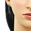 Arete Largo 02.403.0001.6 Oro Laminado, Diseño de Baguette, con Zafiro Azul Zirconia Cubica, Pulido, Tono Dorado