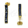 Arete Largo 02.403.0001.6 Oro Laminado, Diseño de Baguette, con Zafiro Azul Zirconia Cubica, Pulido, Tono Dorado
