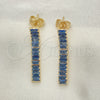 Arete Largo 02.403.0001.6 Oro Laminado, Diseño de Baguette, con Zafiro Azul Zirconia Cubica, Pulido, Tono Dorado