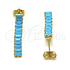 Arete Largo 02.403.0001.7 Oro Laminado, Diseño de Baguette, con Turquoise Zirconia Cubica, Pulido, Tono Dorado