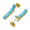 Arete Largo 02.403.0001.7 Oro Laminado, Diseño de Baguette, con Turquoise Zirconia Cubica, Pulido, Tono Dorado