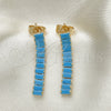Arete Largo 02.403.0001.7 Oro Laminado, Diseño de Baguette, con Turquoise Zirconia Cubica, Pulido, Tono Dorado