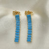 Arete Largo 02.403.0001.7 Oro Laminado, Diseño de Baguette, con Turquoise Zirconia Cubica, Pulido, Tono Dorado