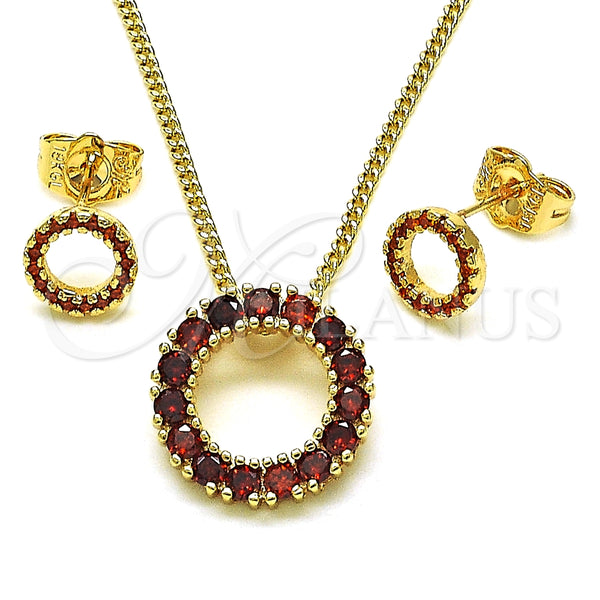 Juego de Arete y Dije de Adulto 10.156.0461 Oro Laminado, Diseño de Cluster, Pulido, Tono Dorado