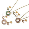 Juego de Arete y Dije de Adulto 10.156.0461 Oro Laminado, Diseño de Cluster, Pulido, Tono Dorado