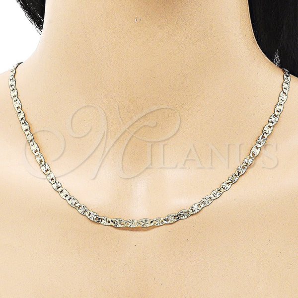 Gargantilla Basica 04.213.0247.24 Oro Laminado, Diseño de Mariner, Diamantado, Tono Dorado (0.80 Gauge, 04 MM Thickness, 24 Inches Length)