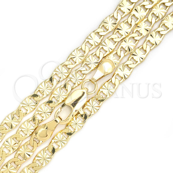 Gargantilla Basica 04.213.0247.24 Oro Laminado, Diseño de Mariner, Diamantado, Tono Dorado (0.80 Gauge, 04 MM Thickness, 24 Inches Length)
