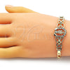 Pulsera Elegante 03.253.0076.07 Oro Laminado, Diseño de San Judas y Figaro, con Blanca Cristal, Pulido, Tono Dorado (05 MM Thickness, 7 Inches Length)