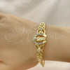 Pulsera Elegante 03.253.0076.07 Oro Laminado, Diseño de San Judas y Figaro, con Blanca Cristal, Pulido, Tono Dorado (05 MM Thickness, 7 Inches Length)