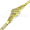 Pulsera Elegante 03.253.0076.07 Oro Laminado, Diseño de San Judas y Figaro, con Blanca Cristal, Pulido, Tono Dorado (05 MM Thickness, 7 Inches Length)
