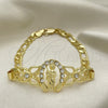 Pulsera Elegante 03.253.0076.07 Oro Laminado, Diseño de San Judas y Figaro, con Blanca Cristal, Pulido, Tono Dorado (05 MM Thickness, 7 Inches Length)