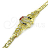 Pulsera Elegante 03.253.0076.1.07 Oro Laminado, Diseño de San Judas y Figaro, con Granate and Blanca Cristal, Pulido, Tono Dorado (05 MM Thickness, 7 Inches Length)