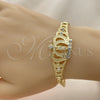 Pulsera Elegante 03.253.0077.07 Oro Laminado, Diseño de San Judas y Figaro, con Blanca Cristal, Pulido, Tono Dorado (06 MM Thickness, 7 Inches Length)