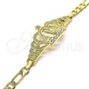 Pulsera Elegante 03.253.0077.07 Oro Laminado, Diseño de San Judas y Figaro, con Blanca Cristal, Pulido, Tono Dorado (06 MM Thickness, 7 Inches Length)