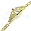 Pulsera Elegante 03.253.0077.1.07 Oro Laminado, Diseño de San Judas y Figaro, con Granate and Verde Cristal, Pulido, Tono Dorado (06 MM Thickness, 7 Inches Length)
