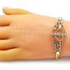 Pulsera Elegante 03.253.0079.07 Oro Laminado, Diseño de San Judas y Figaro, con Blanca Cristal, Pulido, Tono Dorado (05 MM Thickness, 7 Inches Length)