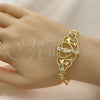 Pulsera Elegante 03.253.0079.07 Oro Laminado, Diseño de San Judas y Figaro, con Blanca Cristal, Pulido, Tono Dorado (05 MM Thickness, 7 Inches Length)