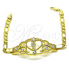 Pulsera Elegante 03.253.0079.07 Oro Laminado, Diseño de San Judas y Figaro, con Blanca Cristal, Pulido, Tono Dorado (05 MM Thickness, 7 Inches Length)