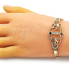 Pulsera Elegante 03.253.0079.1.07 Oro Laminado, Diseño de San Judas y Figaro, con Granate and Blanca Cristal, Pulido, Tono Dorado (05 MM Thickness, 7 Inches Length)