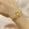 Pulsera Elegante 03.253.0079.1.07 Oro Laminado, Diseño de San Judas y Figaro, con Granate and Blanca Cristal, Pulido, Tono Dorado (05 MM Thickness, 7 Inches Length)